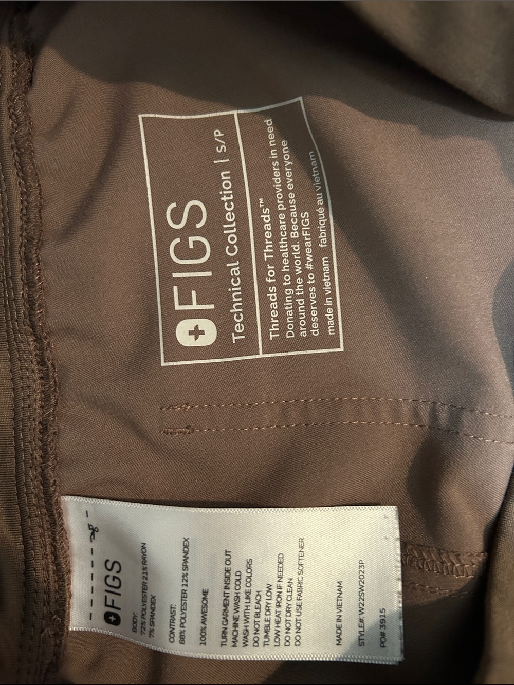 Smokey Taupe Figs scrubs Pants S petite - Picture 3 of 3